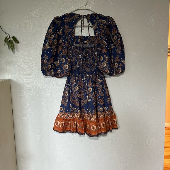 House of Harlow Nastassia Dress Puff Sleeve Mini Square Neck Smocked Waist XS - Picture 5 of 8